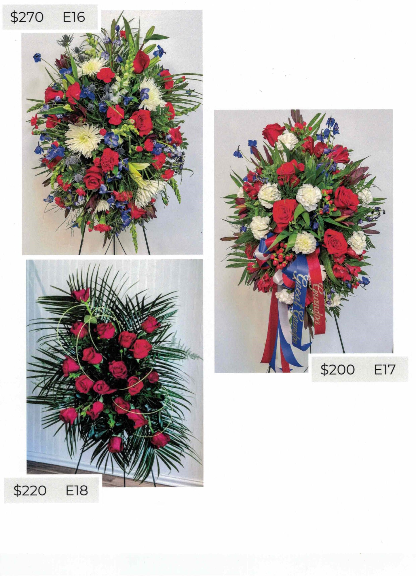 Standing Sprays & Easel Arrangements