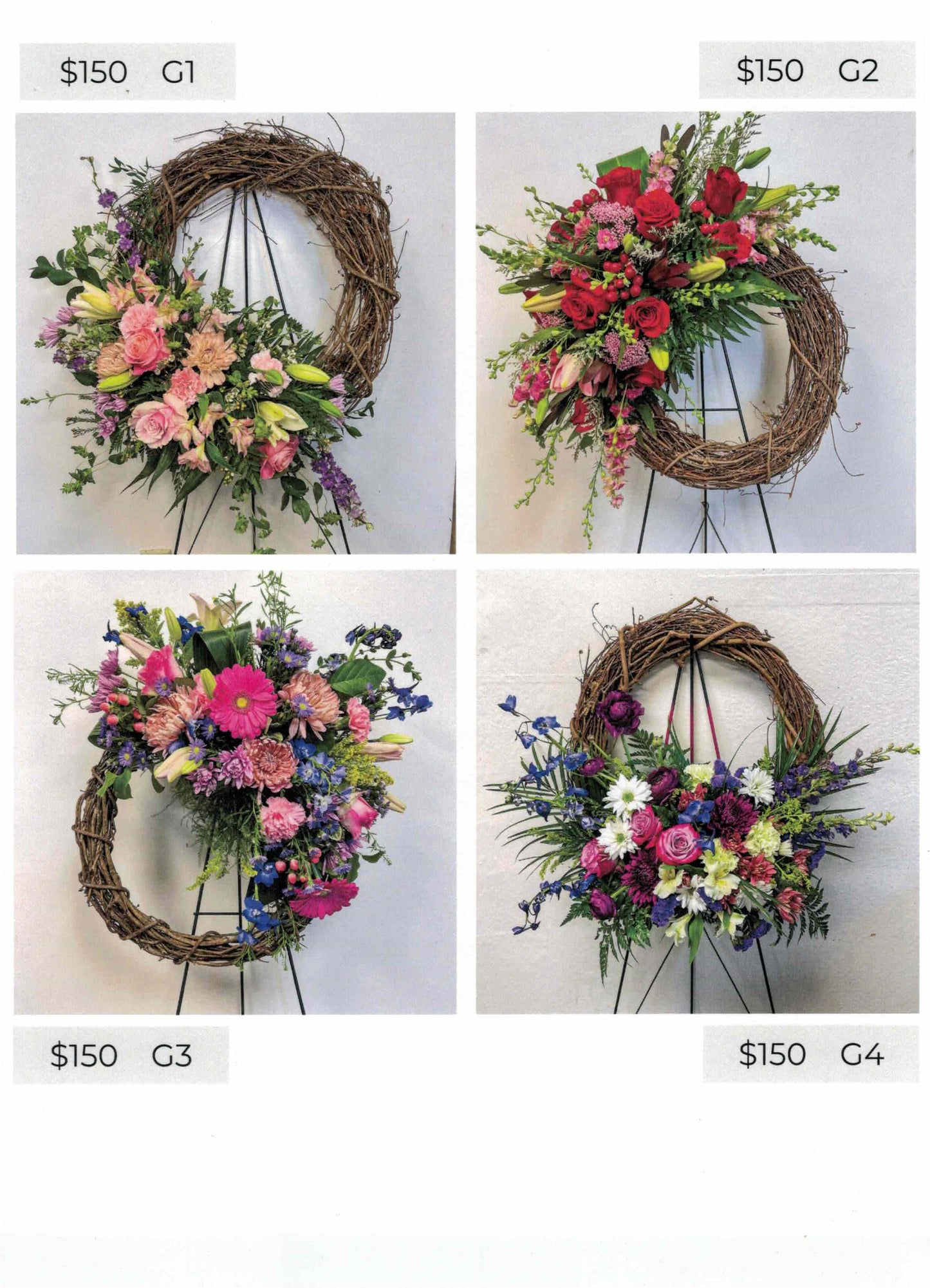 Grapevine Wreaths with Silk Flowers